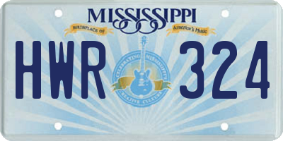 MS license plate HWR324