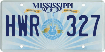 MS license plate HWR327
