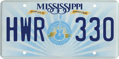 MS license plate HWR330