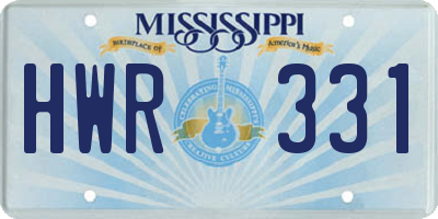 MS license plate HWR331