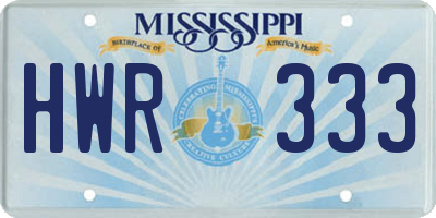 MS license plate HWR333