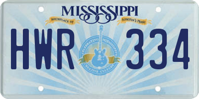 MS license plate HWR334