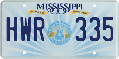 MS license plate HWR335