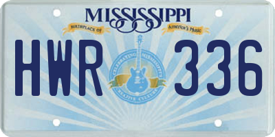 MS license plate HWR336
