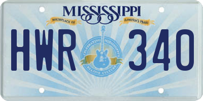 MS license plate HWR340