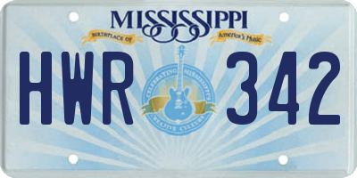 MS license plate HWR342