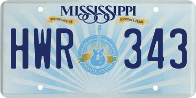 MS license plate HWR343