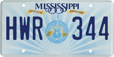 MS license plate HWR344