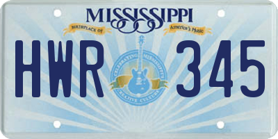 MS license plate HWR345