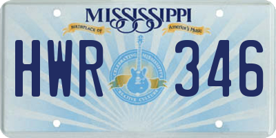 MS license plate HWR346