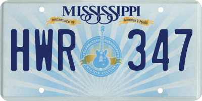 MS license plate HWR347