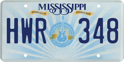 MS license plate HWR348