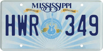MS license plate HWR349