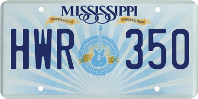 MS license plate HWR350