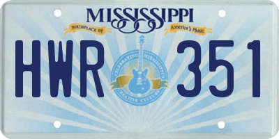 MS license plate HWR351
