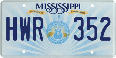 MS license plate HWR352
