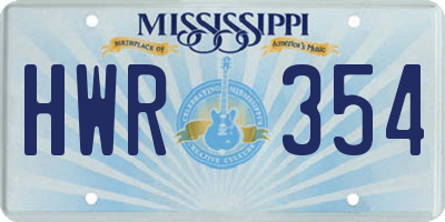 MS license plate HWR354