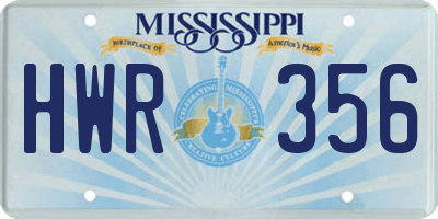 MS license plate HWR356