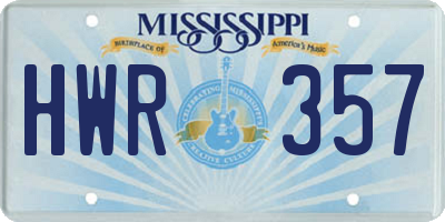 MS license plate HWR357