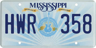 MS license plate HWR358