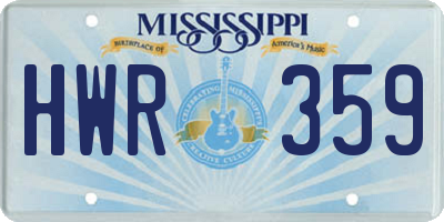 MS license plate HWR359