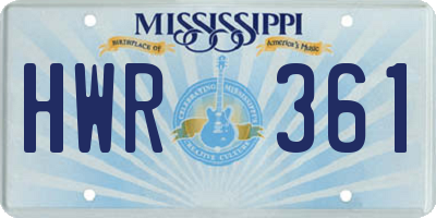 MS license plate HWR361