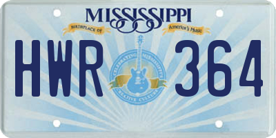 MS license plate HWR364