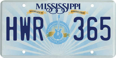 MS license plate HWR365