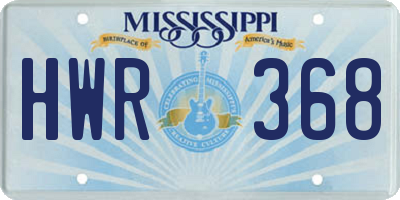 MS license plate HWR368