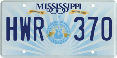 MS license plate HWR370