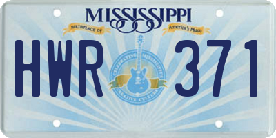 MS license plate HWR371