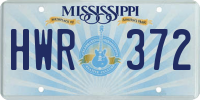 MS license plate HWR372