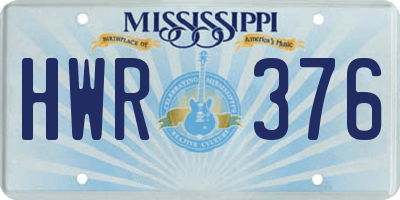 MS license plate HWR376