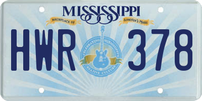 MS license plate HWR378