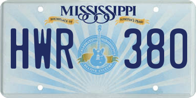 MS license plate HWR380