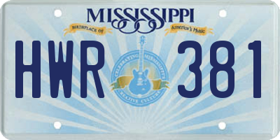 MS license plate HWR381
