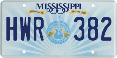 MS license plate HWR382