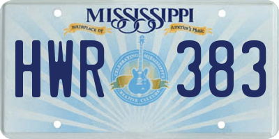 MS license plate HWR383