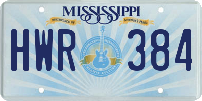 MS license plate HWR384