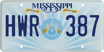 MS license plate HWR387