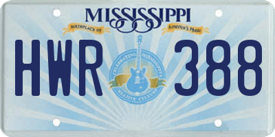 MS license plate HWR388