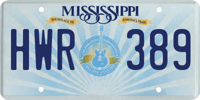 MS license plate HWR389