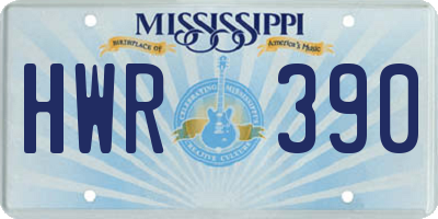 MS license plate HWR390