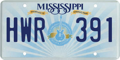 MS license plate HWR391
