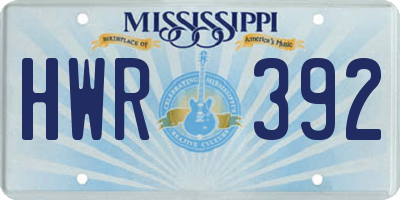 MS license plate HWR392