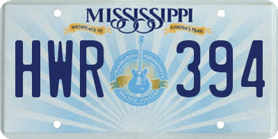 MS license plate HWR394