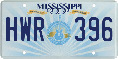 MS license plate HWR396