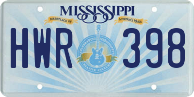 MS license plate HWR398