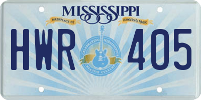 MS license plate HWR405