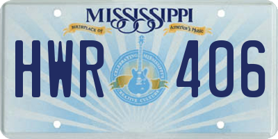 MS license plate HWR406